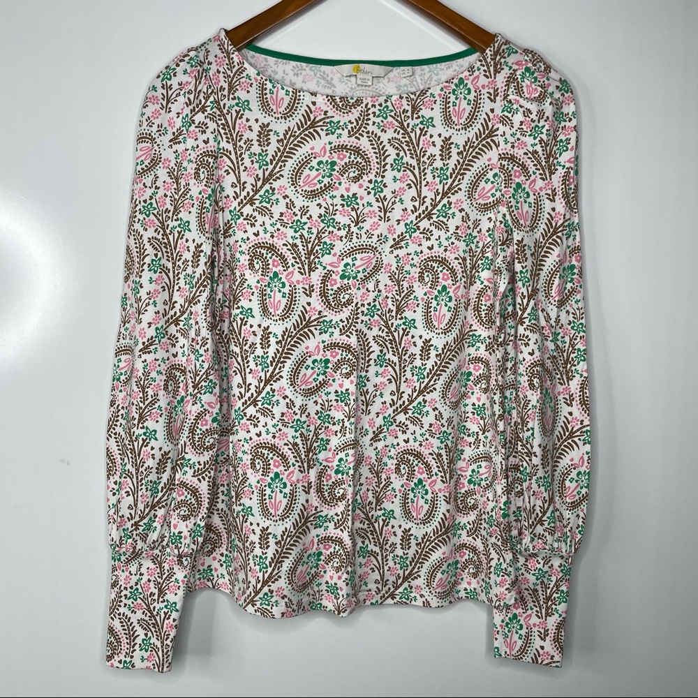 Boden Floral Paisley Long Sleeve Top Size 4 - Picture 3 of 8